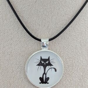 Silver Cat Pendant Necklace